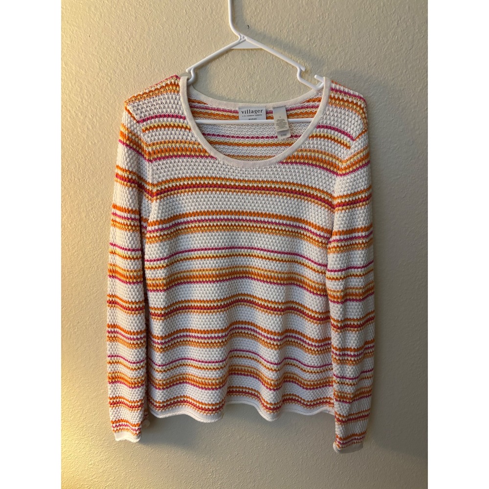 Villager Liz Claiborne Women Size 2 Cotton Sweater Orange Pink
A1230